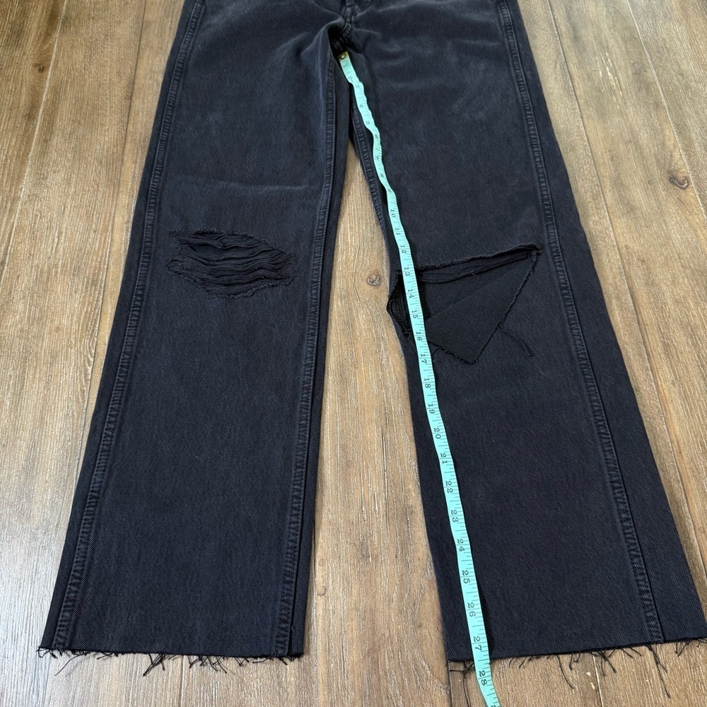 Re/Done High Rise Loose in Washed Black Straight leg 90s ripped distressed - Picture 11 of 13